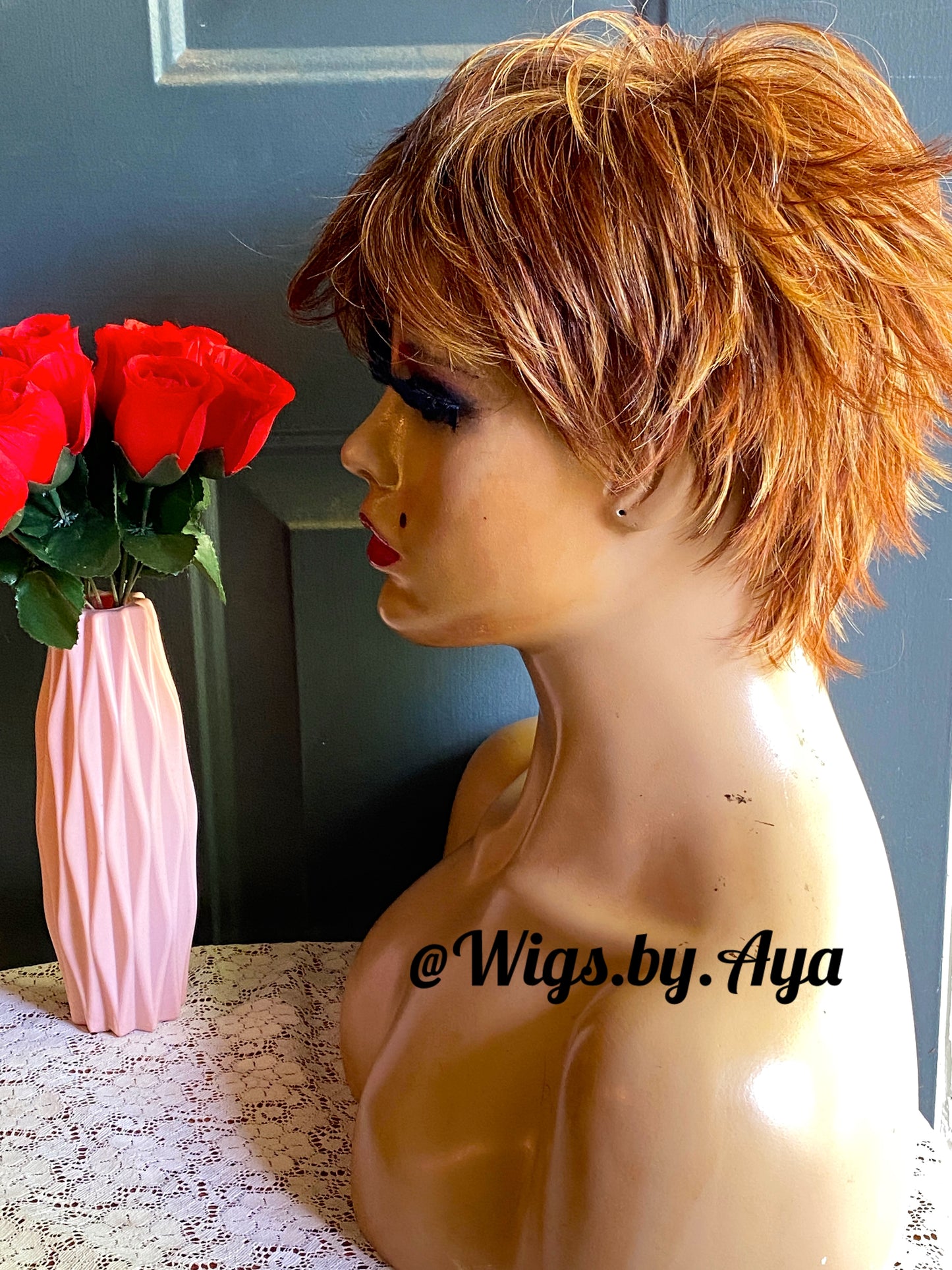 Pixie Cut human hair wig.