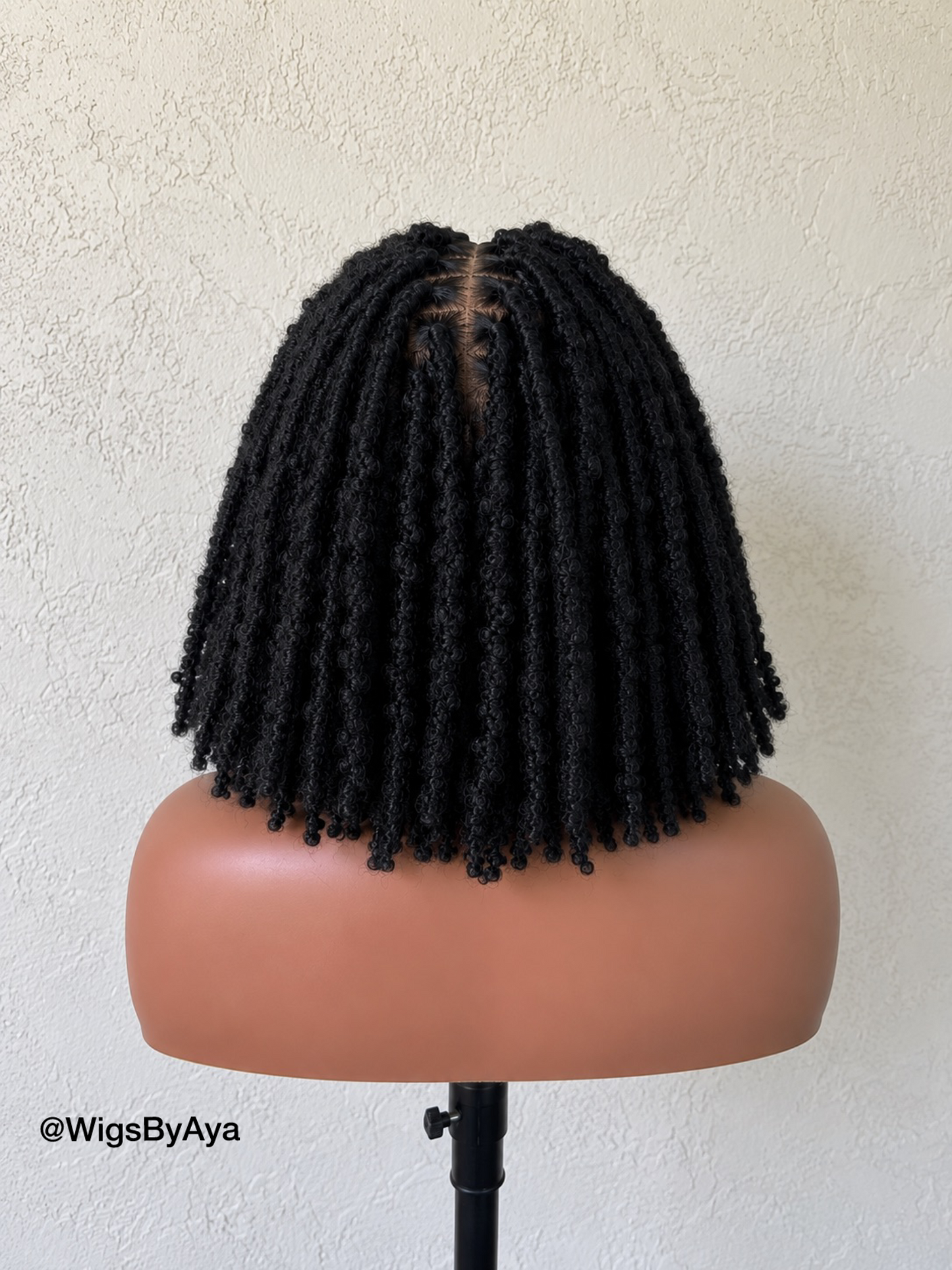 Handmade Full Lace Butterfly Faux Loc Bob Wig – Natural Black Textured Locs | Glueless Protective Style