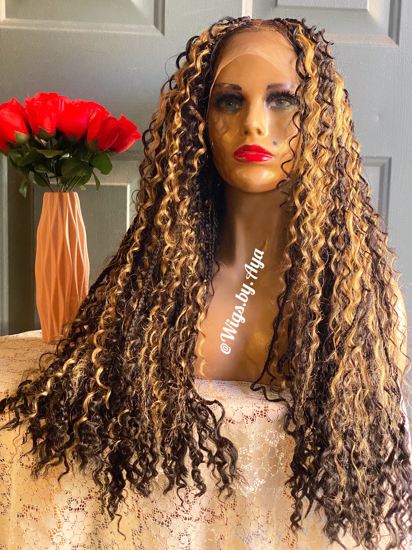 Full lace human hair boho braids.