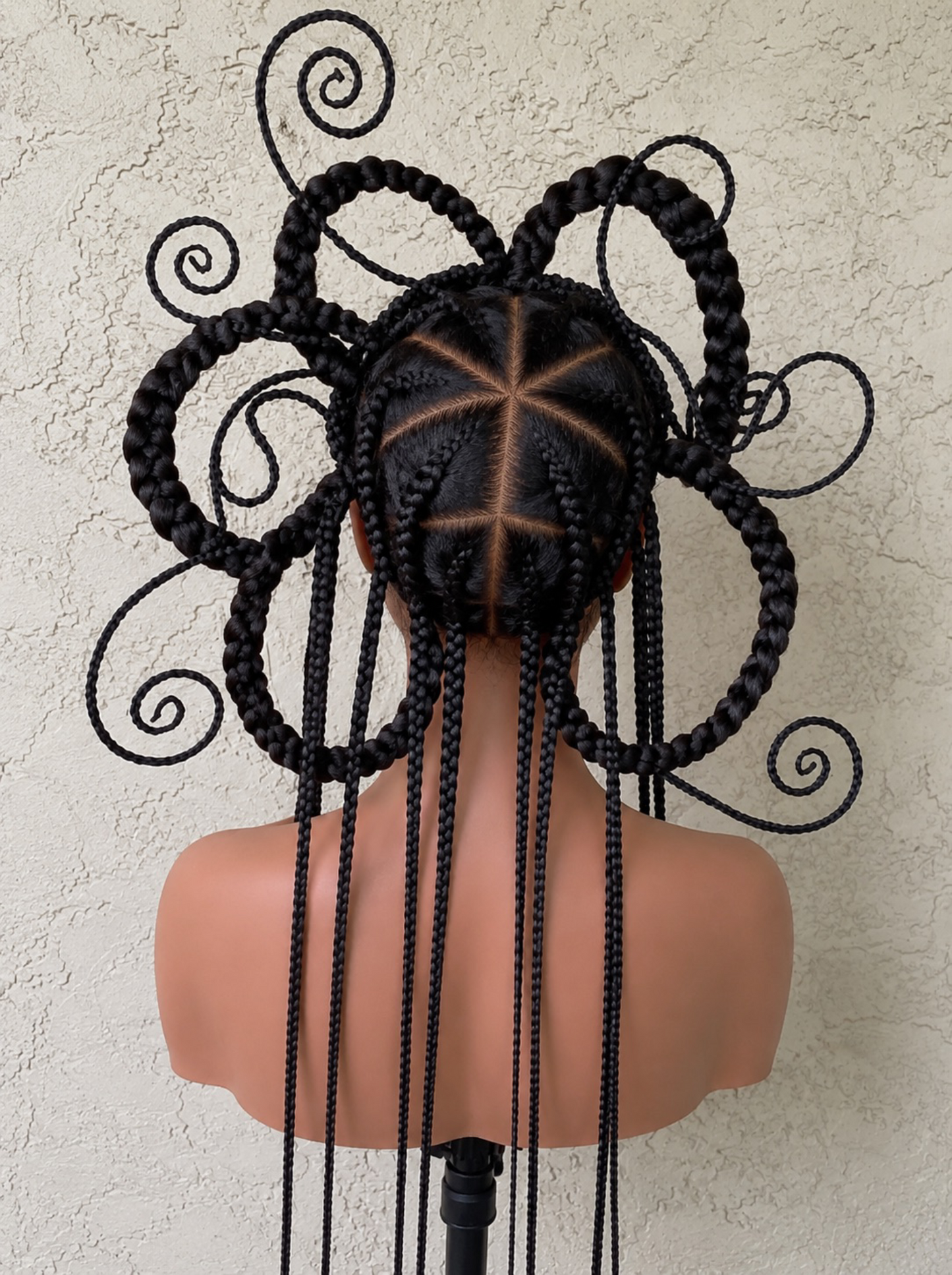 African-Inspired Sculptural Human Hair Full Lace Braided Wig | Handmade Statement Hair Art for Movies, Editorial Fashion & Performances.