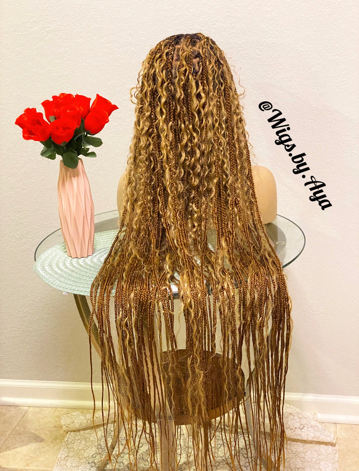 40” inches full lace human hair boho braided wig.