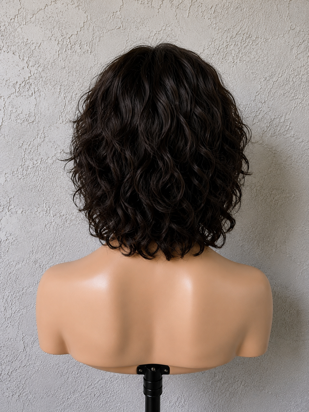 Men’s Human Hair Curly Lace Front Wig - Natural Black, Pre-Plucked Line, Deep Waves, Natural Growth, Anti-Slip Clips, for Daily Wear.