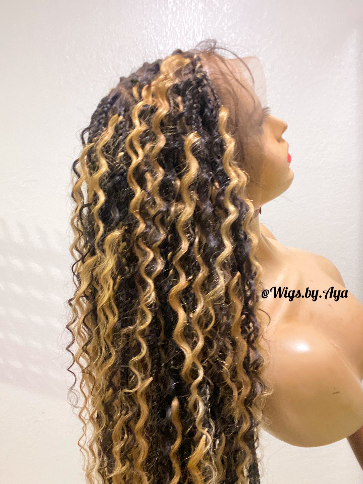 Full lace human hair boho braids.