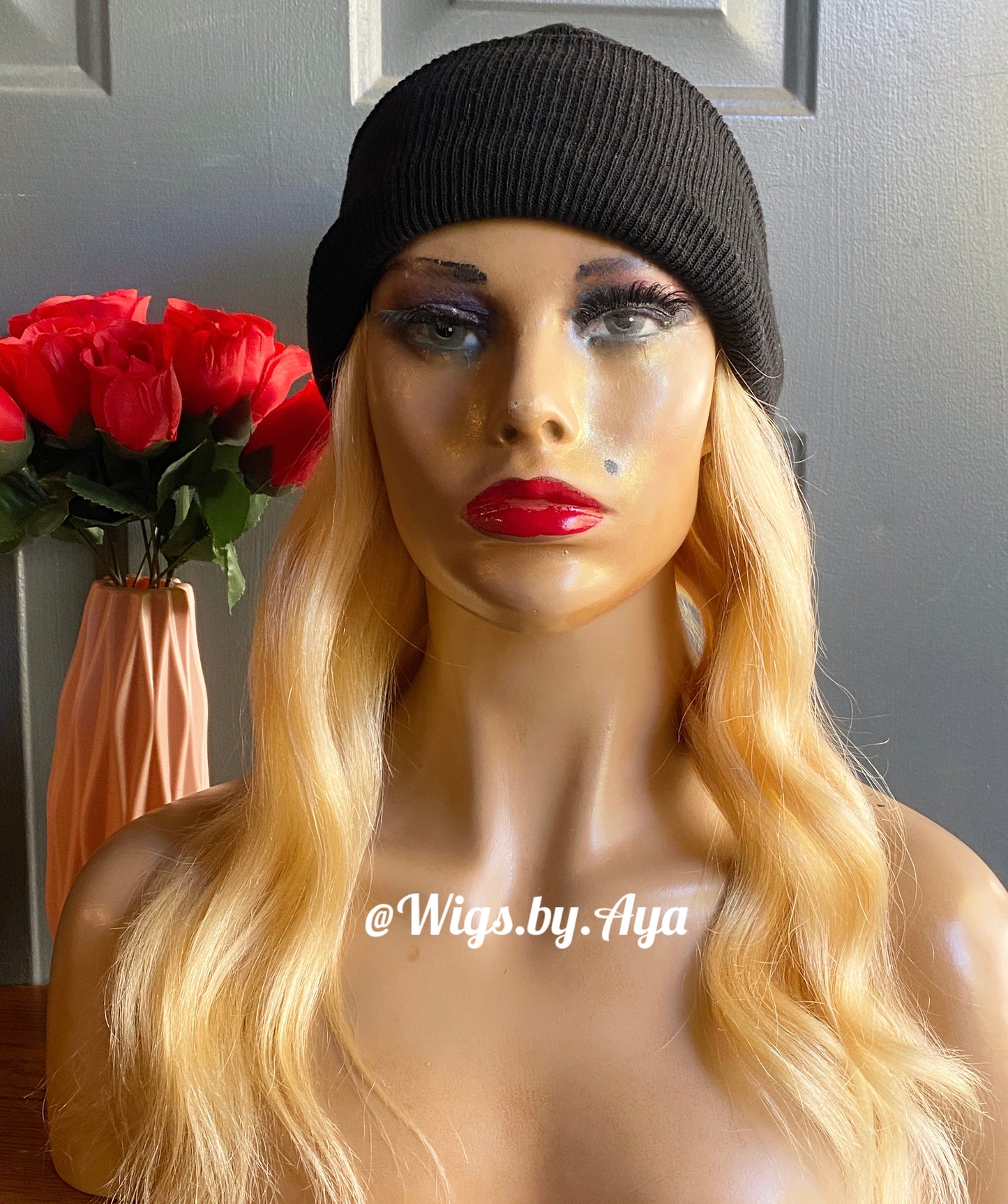 Beanie Hat human hair wig.