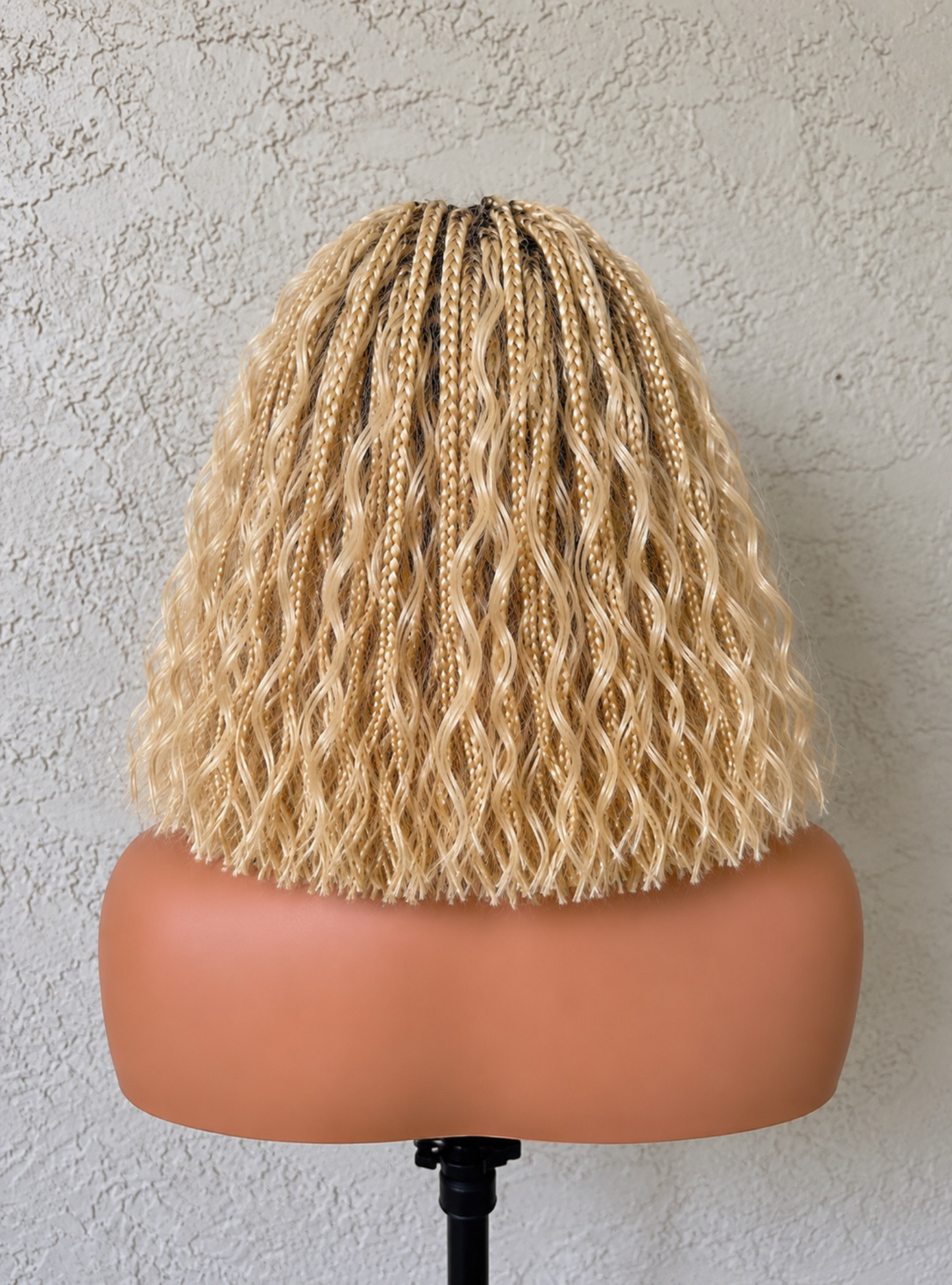 613 Blonde Human Hair Full Lace Short Bob Boho Braided Wig.