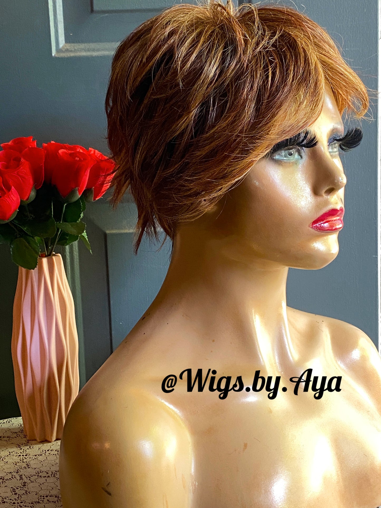 Pixie Cut human hair wig.