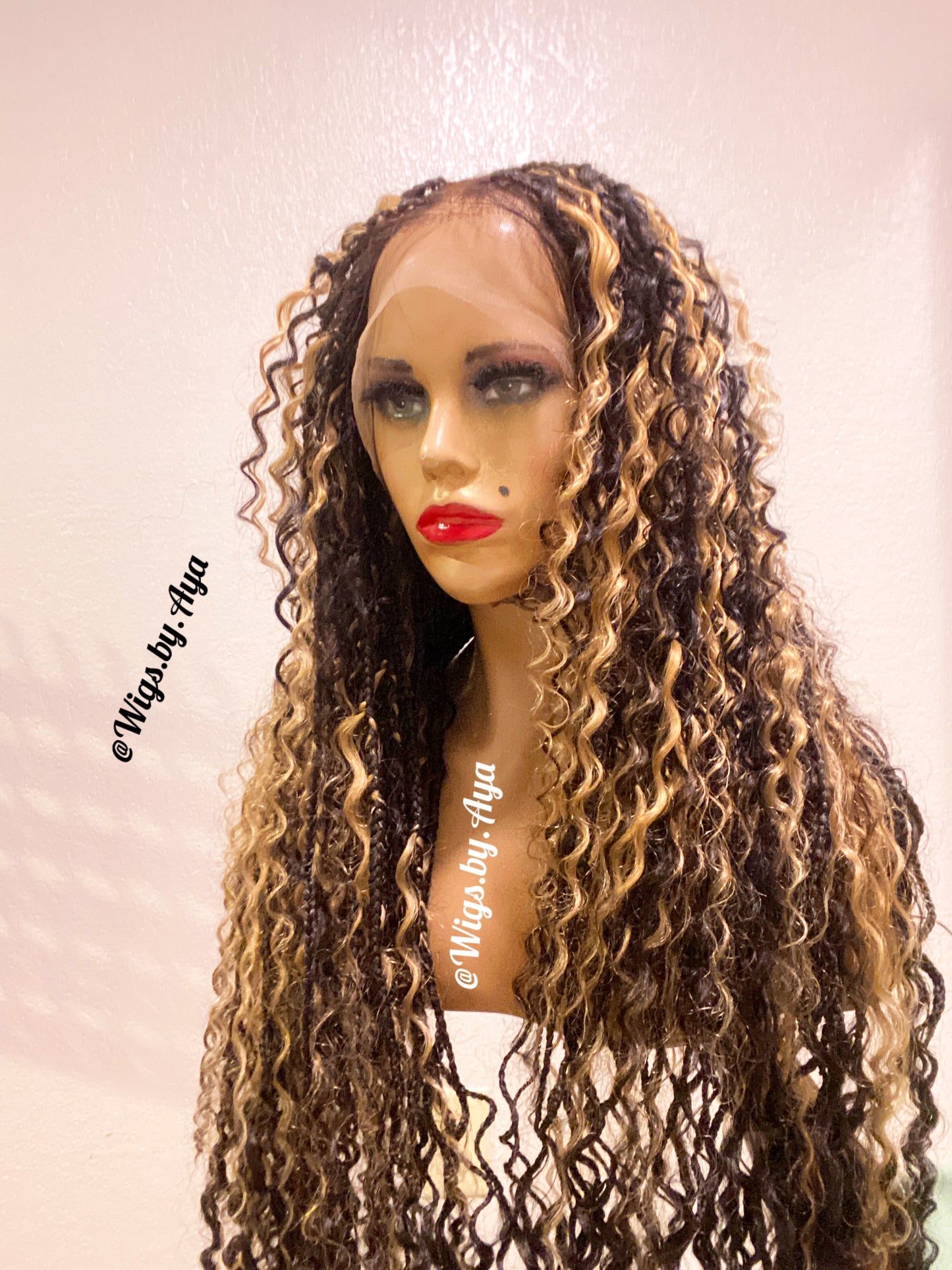 Full lace human hair boho braids.