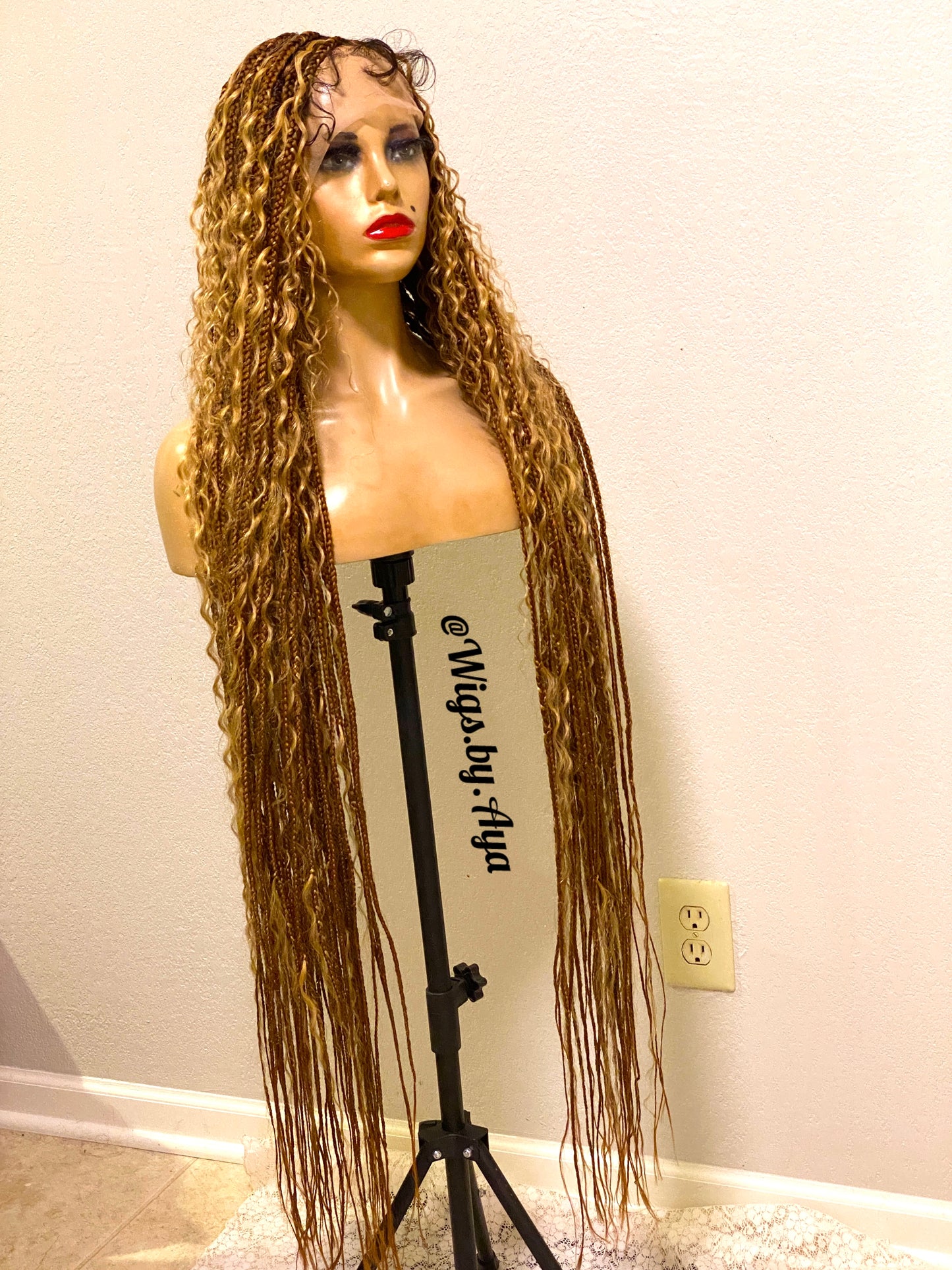 40” inches full lace human hair boho braided wig.