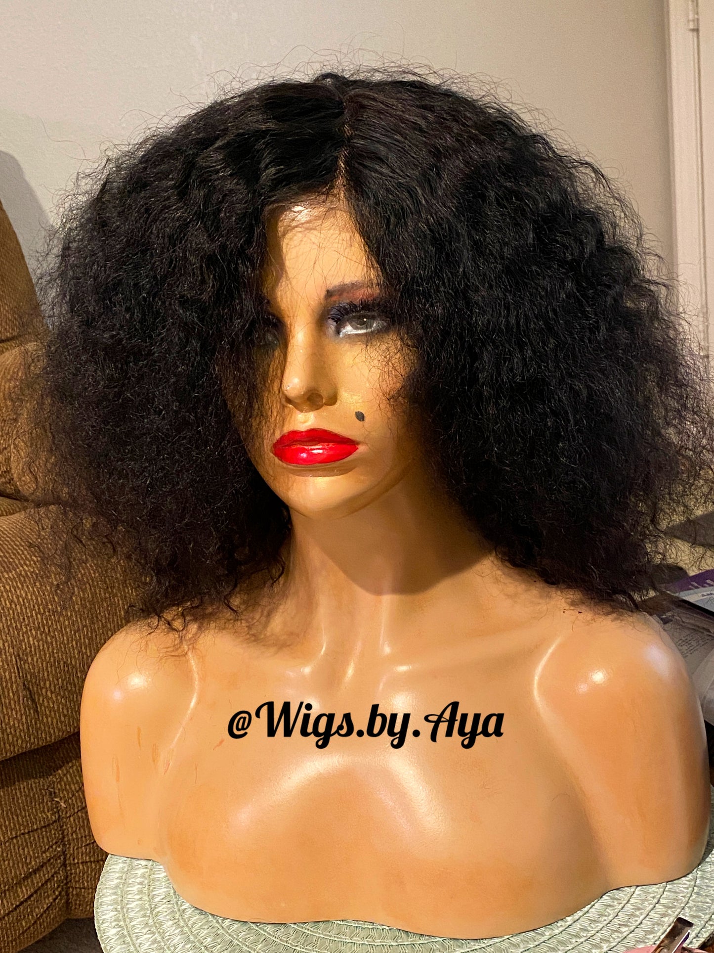 Deep wave human hair wig.