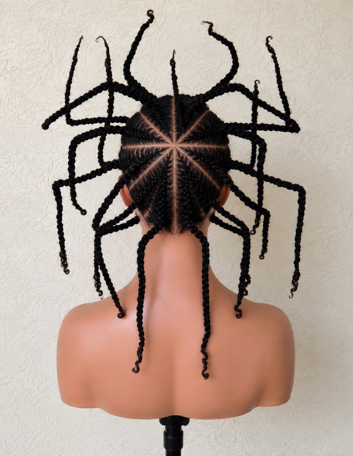 African-Inspired Sculptural Tribal Twists Braids Full Lace Human Hair Wig | Handmade Wearable Hair Art for Film, Fashion Shoots, Stage & Performance.