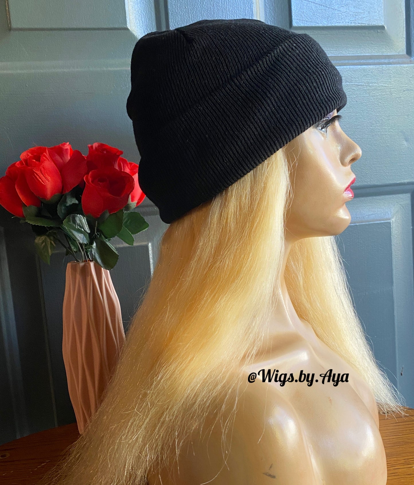 Beanie Hat soft human hair wig.