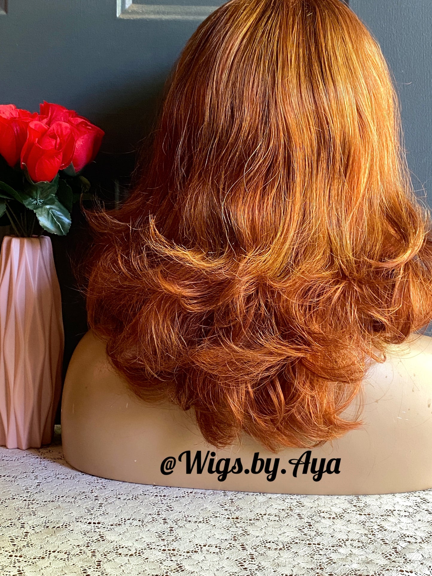 Short Bob human hair wig with bangs.