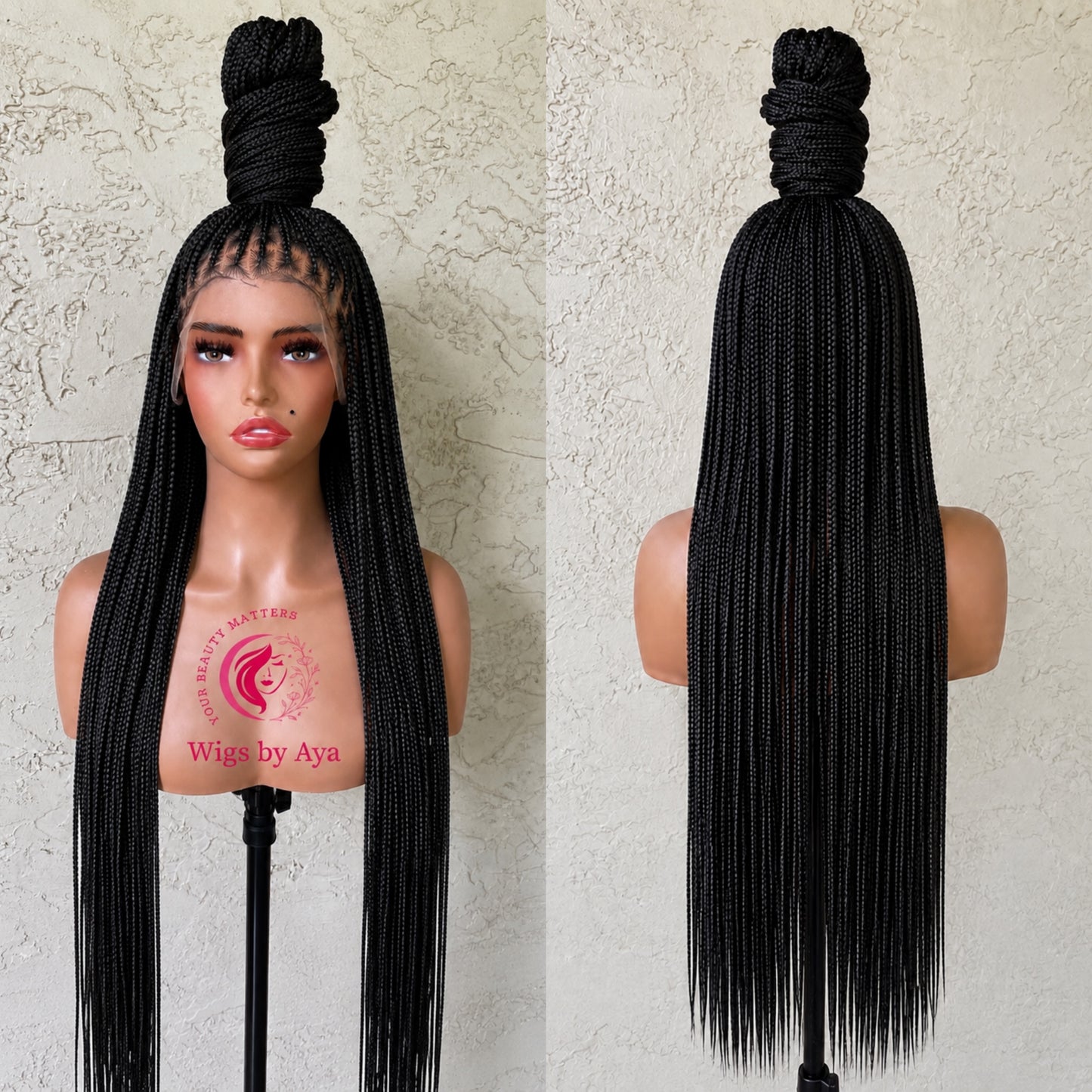 30” inches Full Kace Knotless Braided wig. Made with Full Lace Human Hair.