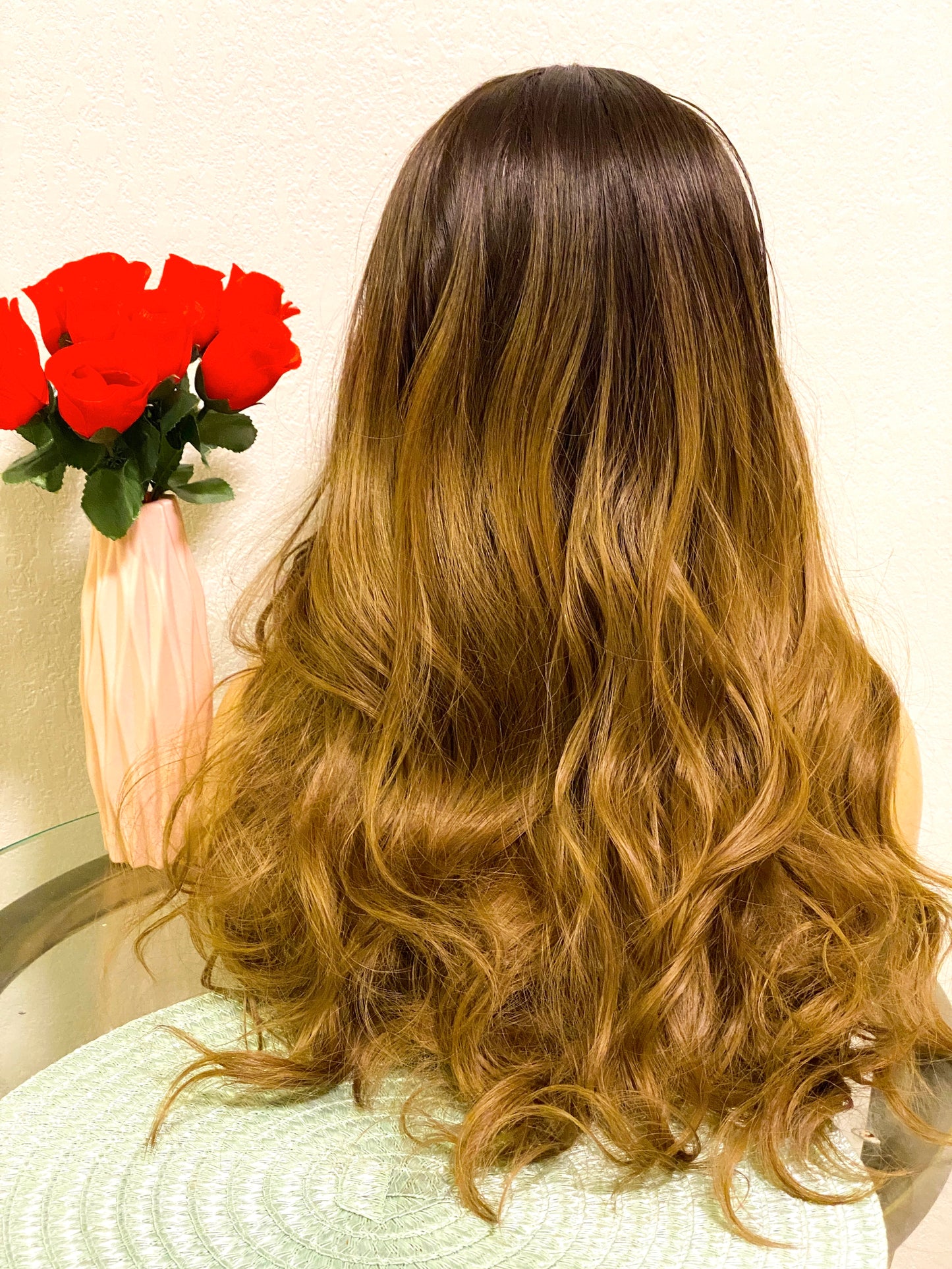 Balayage color human hair wig.