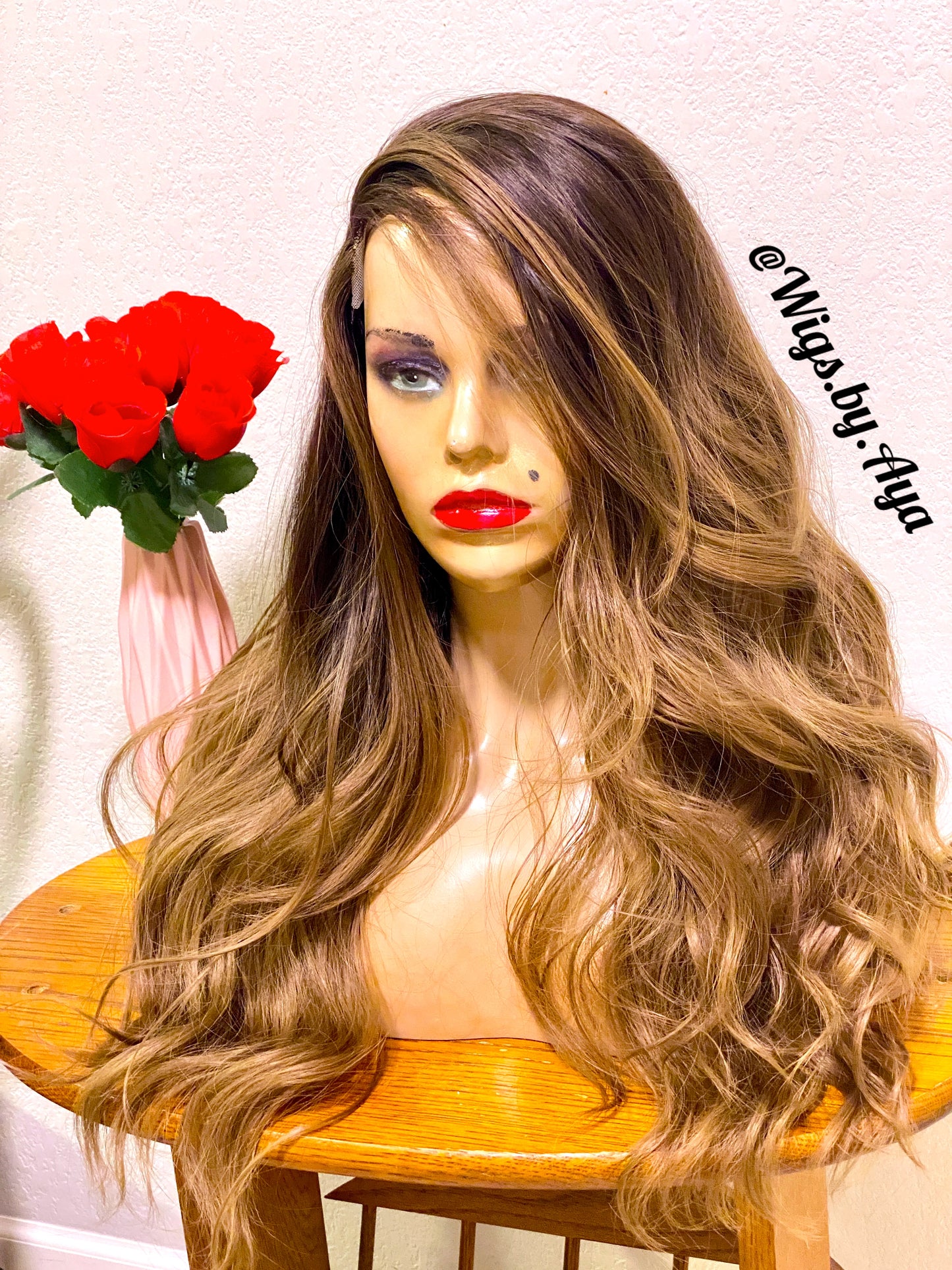 Balayage color human hair wig.