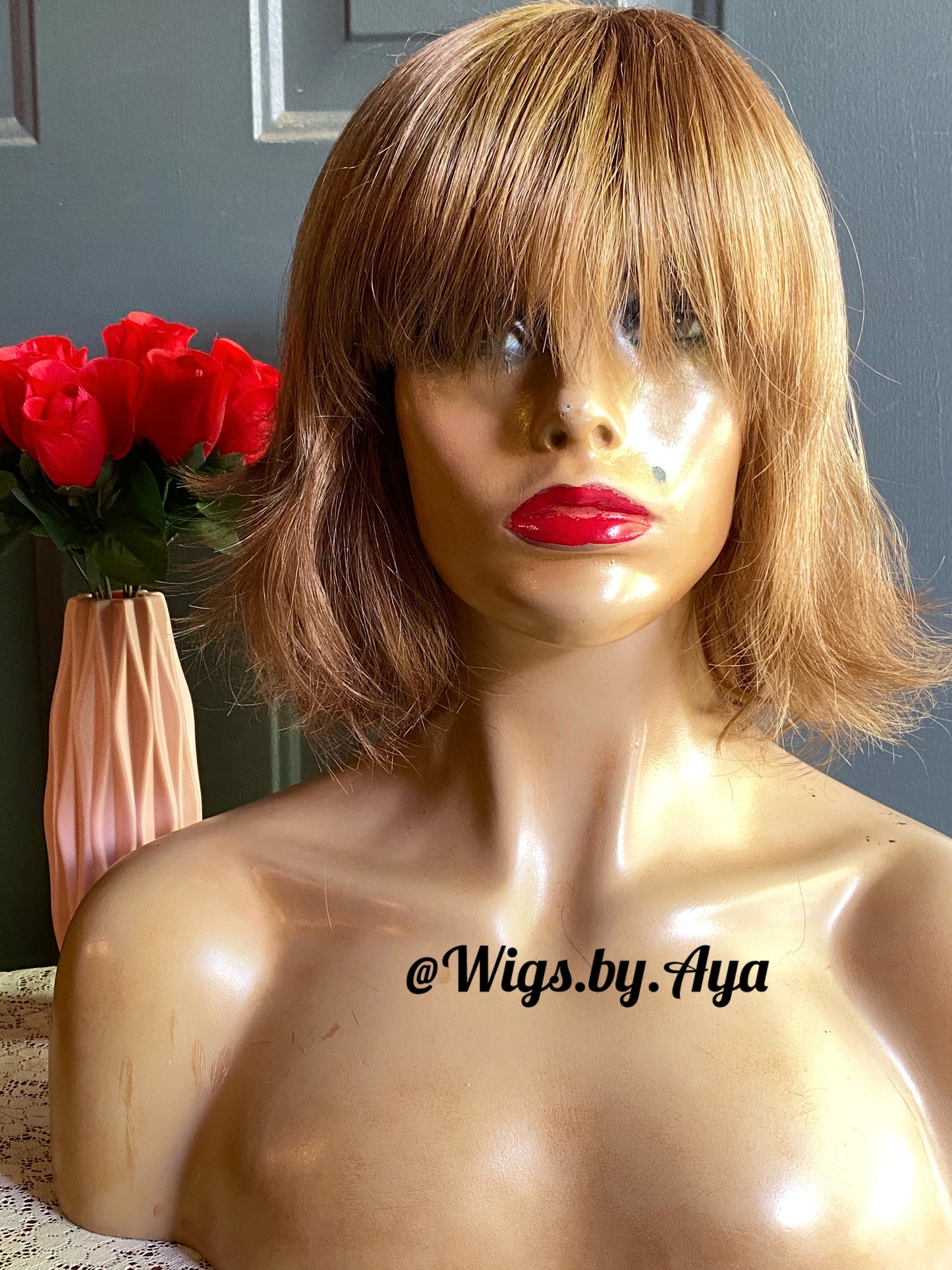 Short Bob human hair wig.