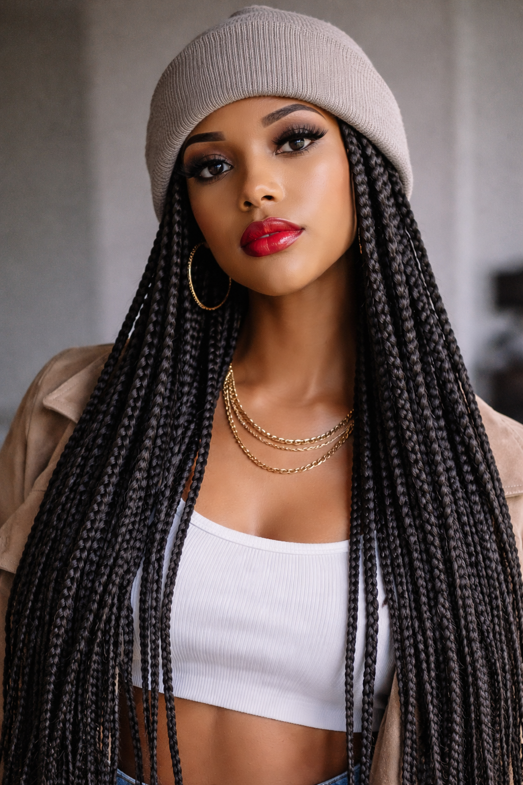 【PASTER】 BRAIDED HAIR KEYRING BEANIE Beanie Hat with twists braids. Hat wig twists braids. – Wigs by Aya