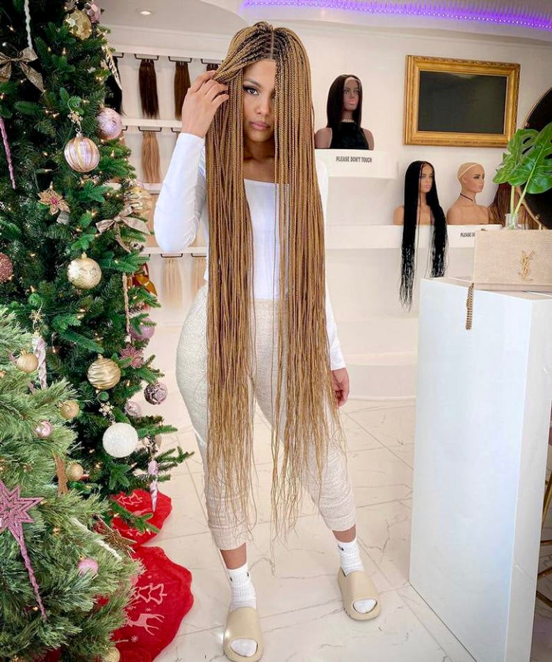 40" inches Full lace knotless braided wig.