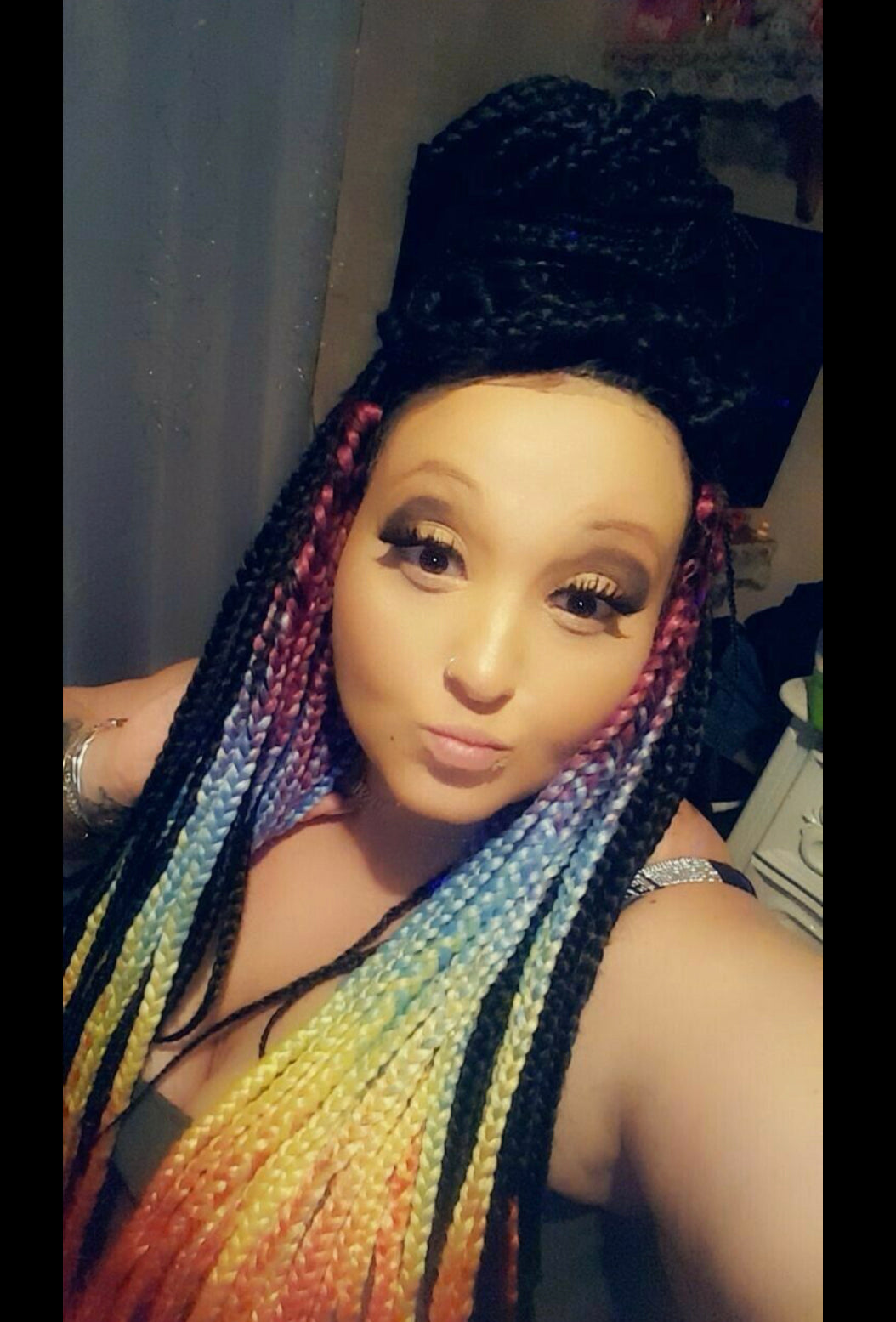Full lace multicolor braided wig.