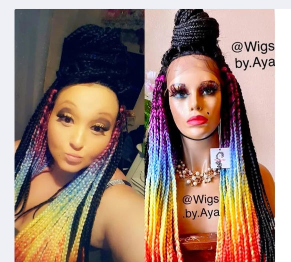 Full lace multicolor braided wig.
