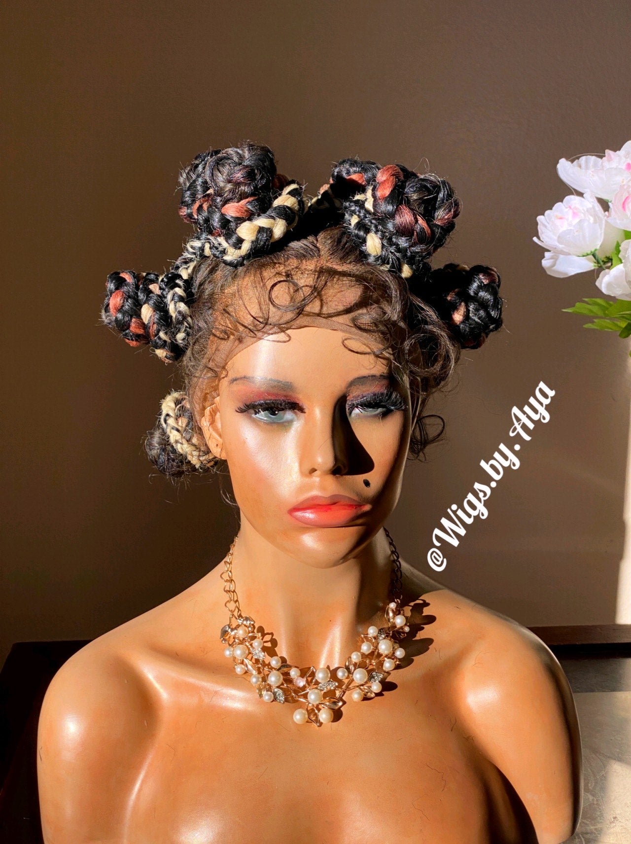Full lace Bantu Knots braided wig.
