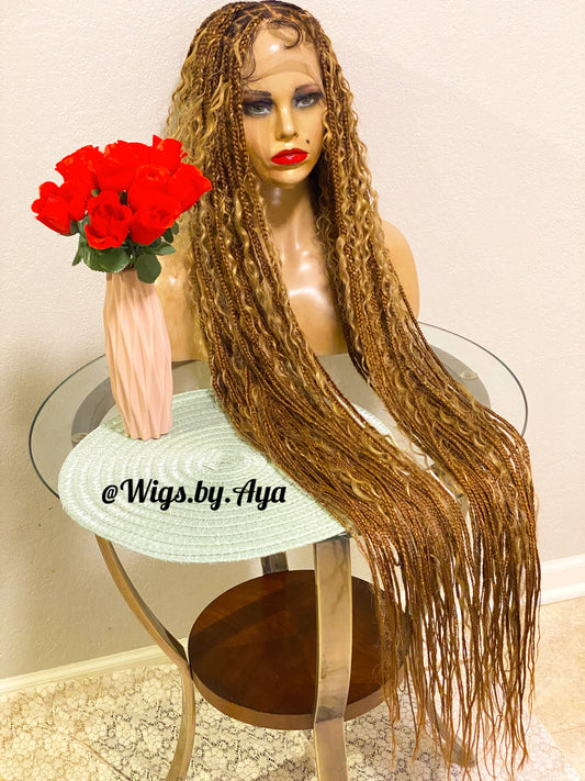 40” inches full lace human hair boho braided wig.