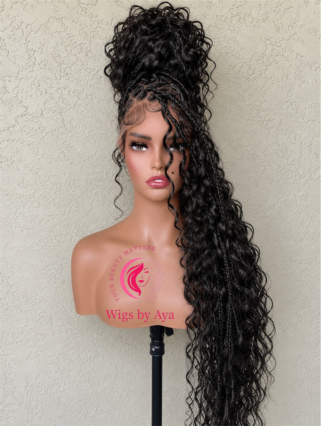 Full lace Human Hair Boho Braided Wig.