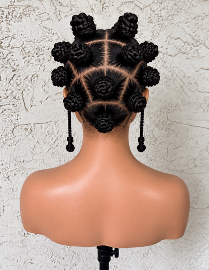 Bantu Knots Braided Wig | Glueless Protective Style Wig | Ready-to-Wear Protective Style.