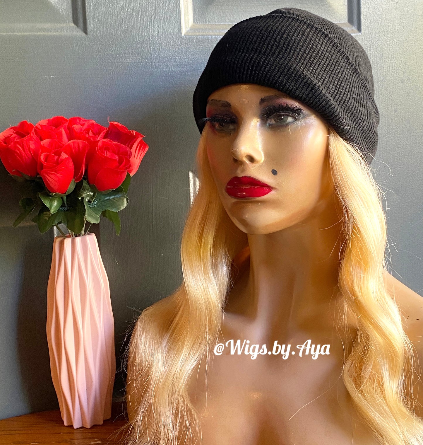 Beanie Hat human hair wig.
