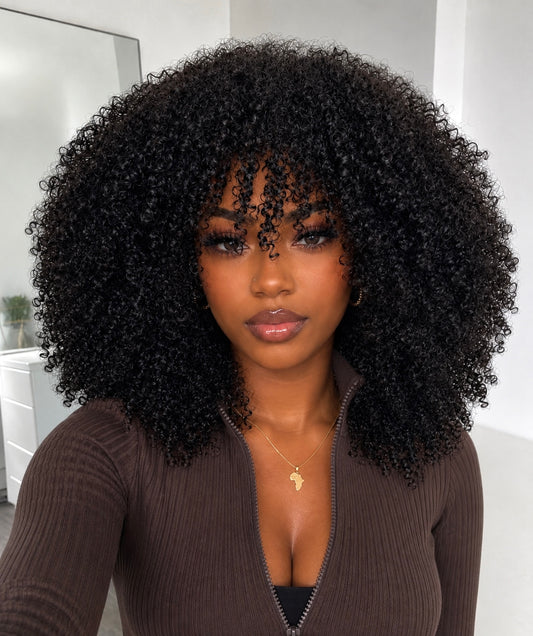 Women's Glueless Deep Curly Human Hair Lace Closure Wig - Fashion Hair Accessory for Daily Wear.