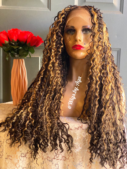Full lace human hair boho braids.