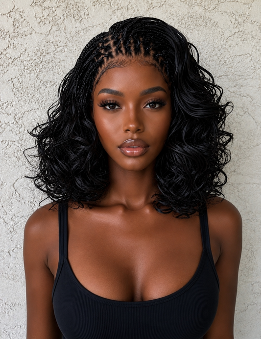 French Braids wig | Made with Human Hair Lace Frontal | French Braided Wig| Several Colors available