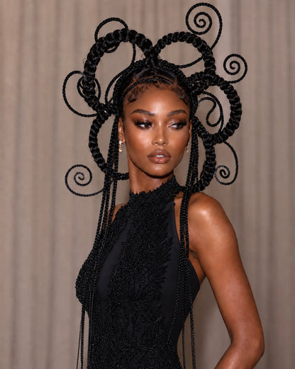 African-Inspired Sculptural Human Hair Full Lace Braided Wig | Handmade Statement Hair Art for Movies, Editorial Fashion & Performances.