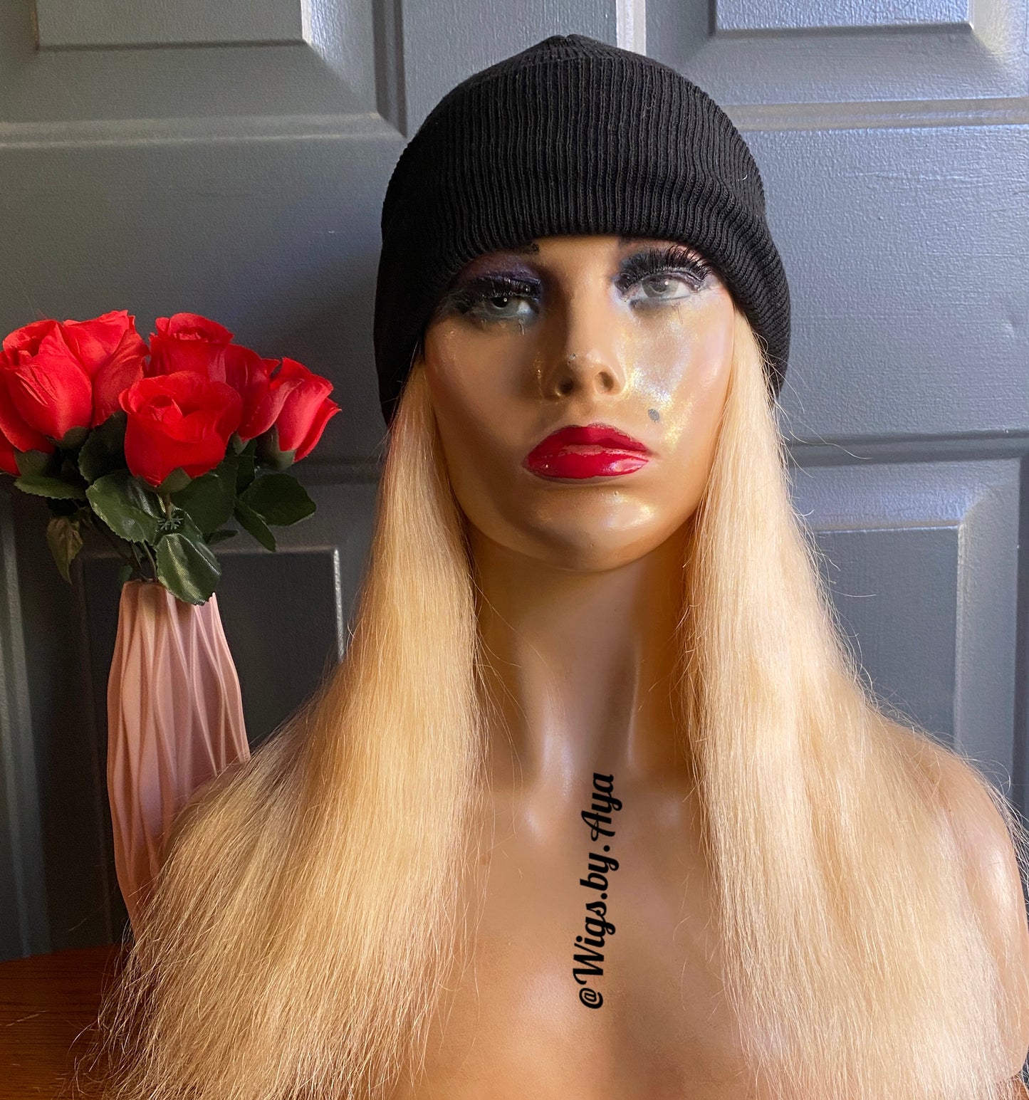 Beanie Hat soft human hair wig.
