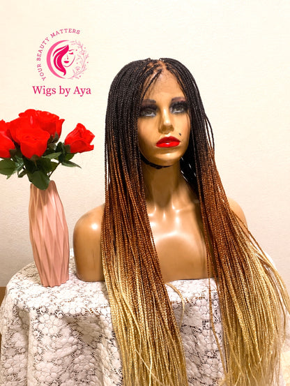 Full lace 3-tone small knotless braided wig.