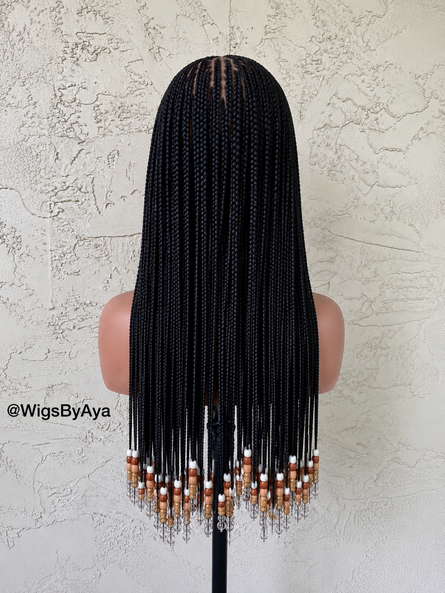 Small Knotless Braids Wig | Tribal Stitch Cornrow Front | Beaded Ends | Glueless Braided Wig