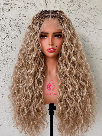 Full lace human hair Boho braided wig.  Fashion Accessories, Hair Extensions & Wigs, Brazilian Virgin Human Hair Full Lace Wigs, Brazilian Virgin Wigs.