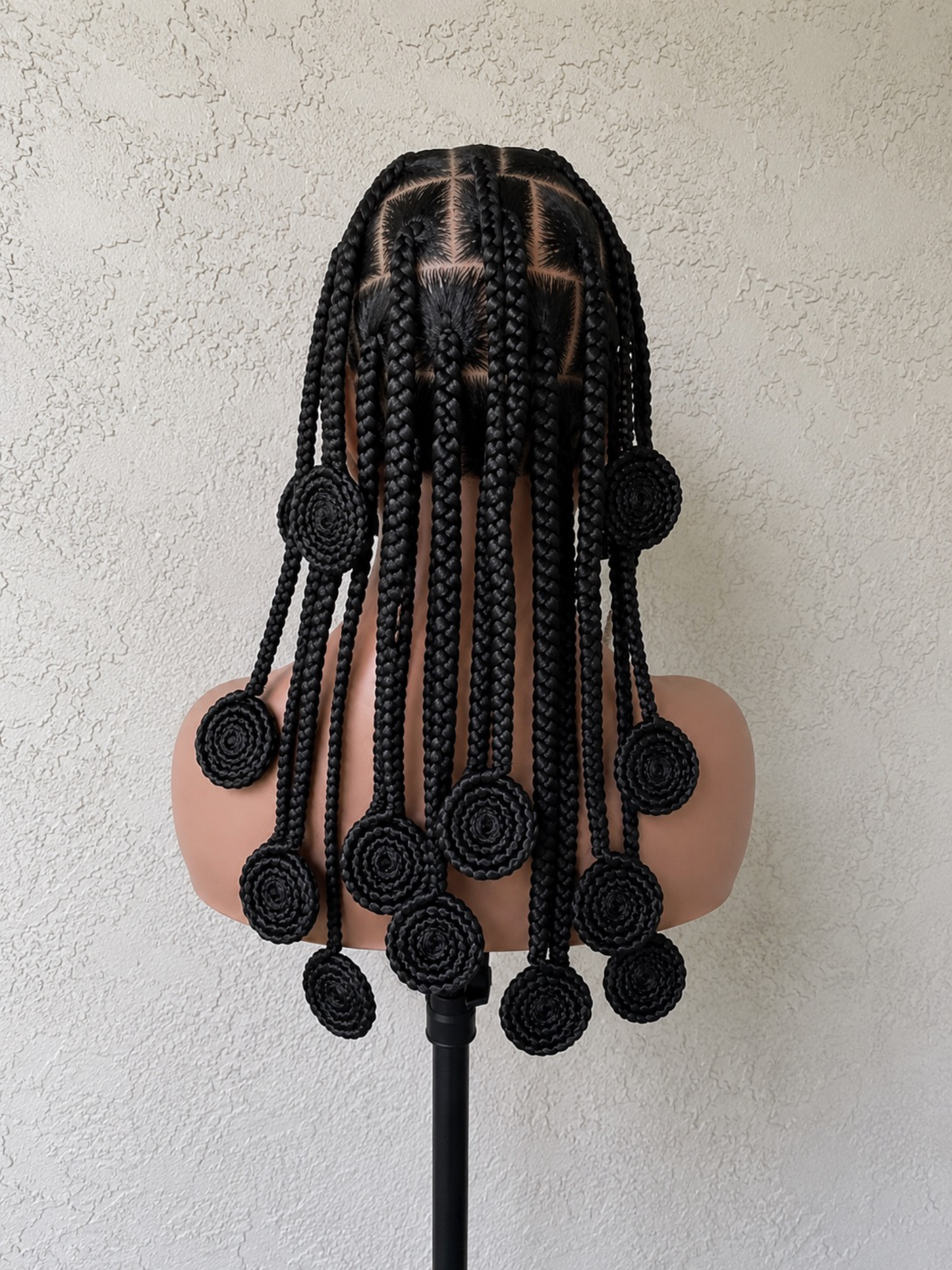 Midnight Rosette Knot Full Lace Human hair Braided  | Handmade Luxury Knotless Braids