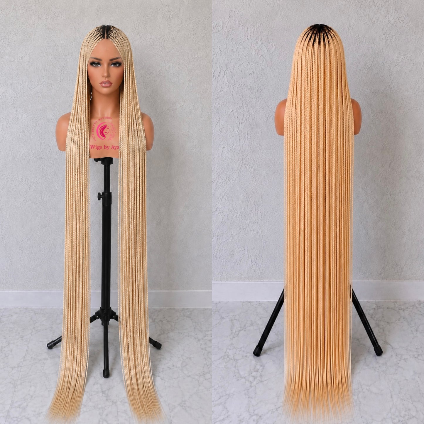 60-in Full Lace Small Knotless  Floor-Length Braided Wig - Fashion Hair Accessory for Daily Wear.