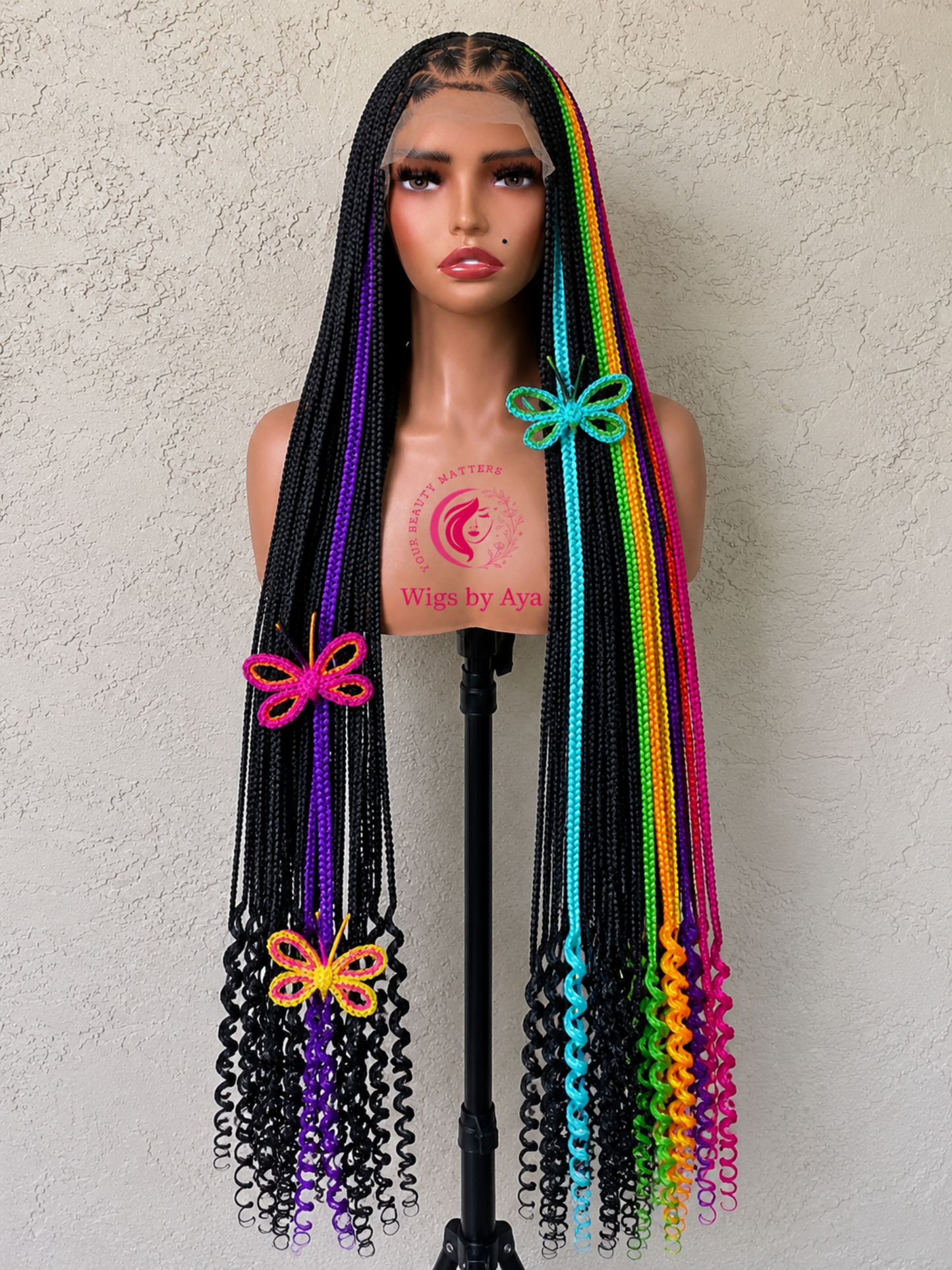 30-inch Luxury Full Lace Braided Wig with 3D Butterfly Braided Design, made with Full lace Human Hair.