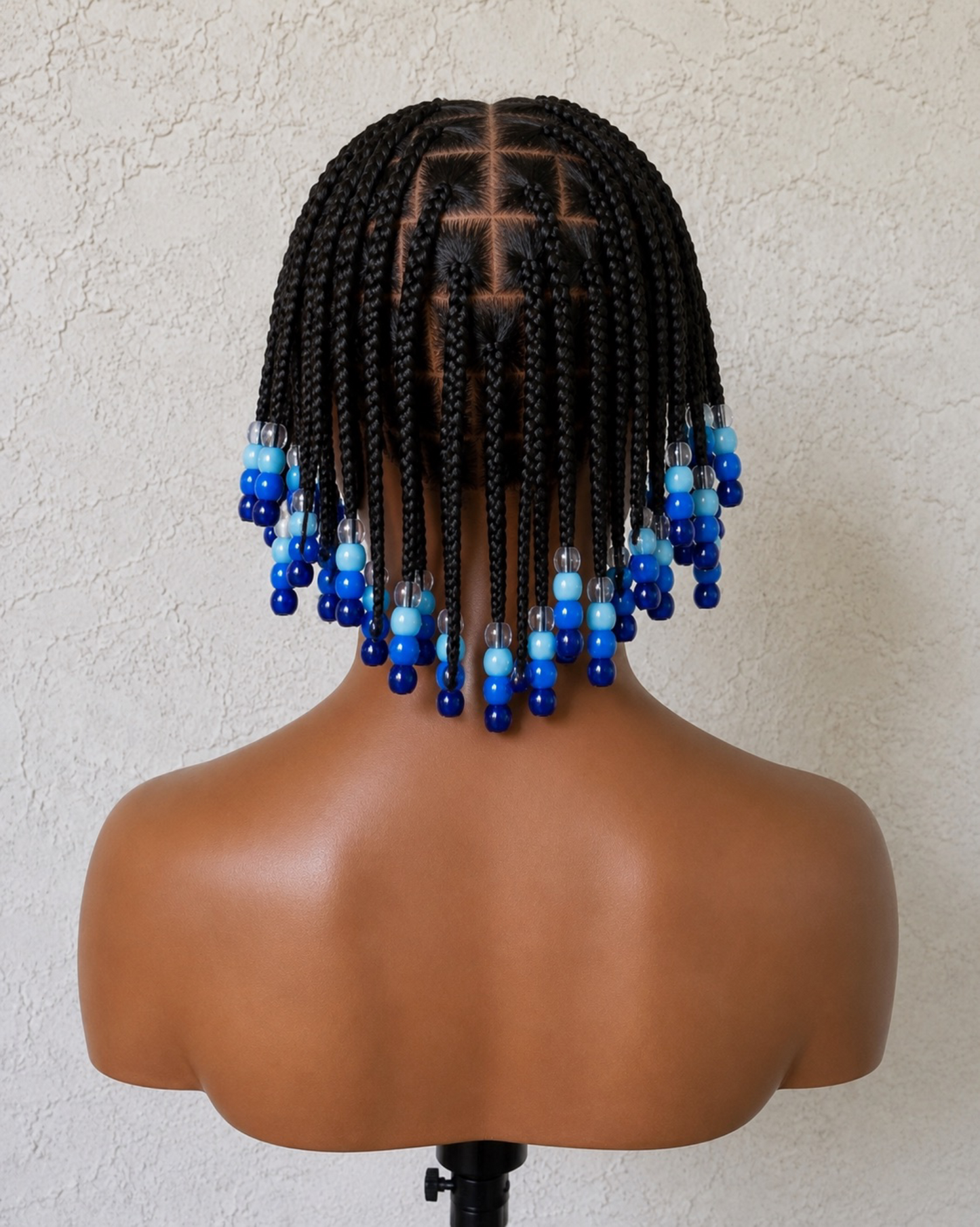 Men’s Full Lace Human Hair Braided Wig with Beads.