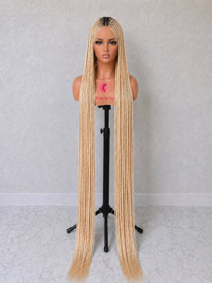 60-in Full Lace Small Knotless  Floor-Length Braided Wig - Fashion Hair Accessory for Daily Wear.