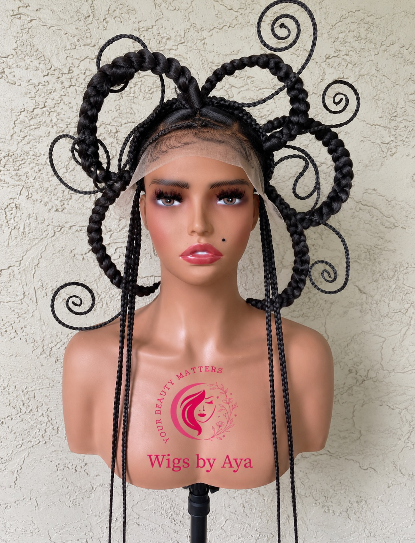 African-Inspired Sculptural Human Hair Full Lace Braided Wig | Handmade Statement Hair Art for Movies, Editorial Fashion & Performances.