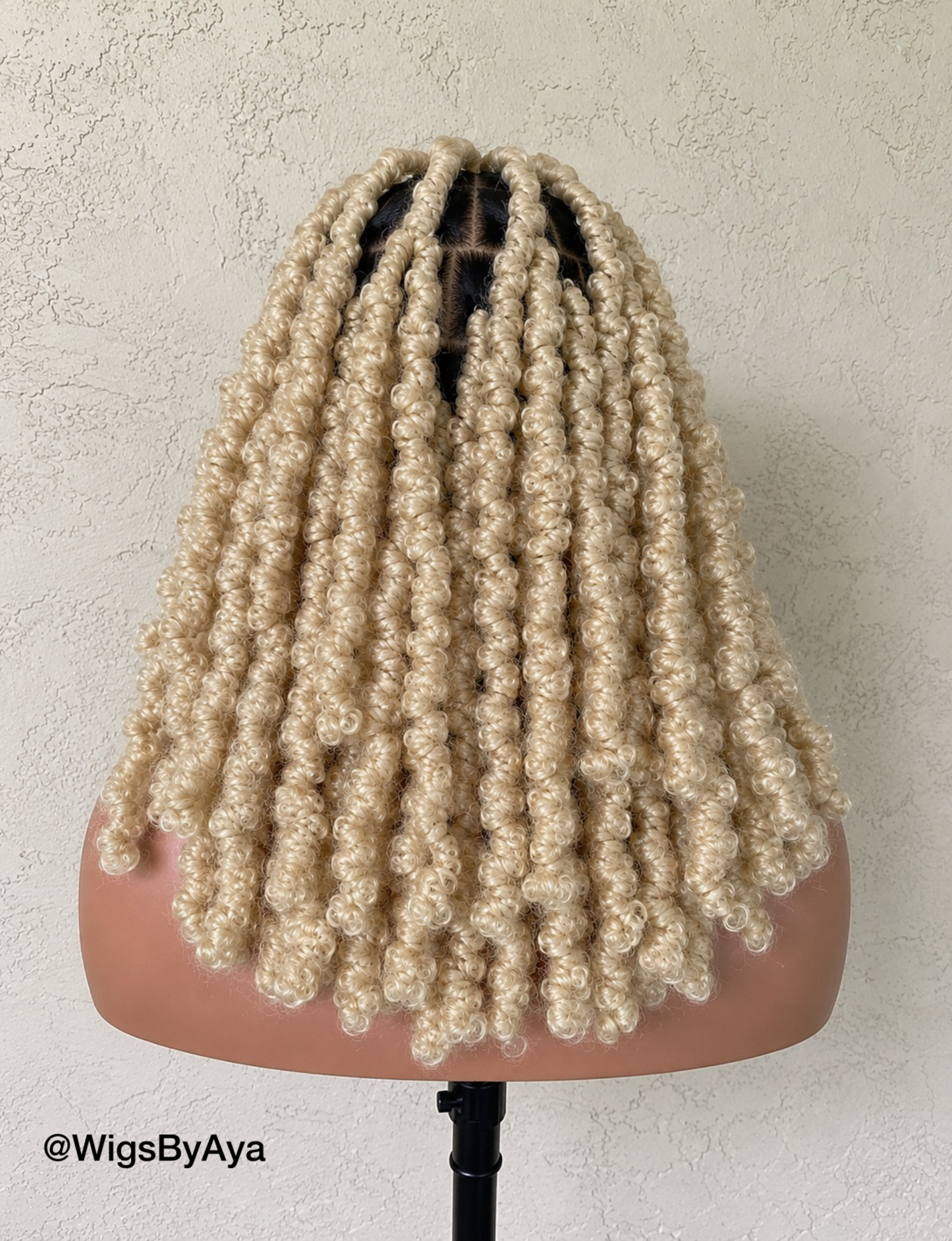 Handmade Full Lace Blonde butterfly locs Wig – Blonde Faux Loc Bob | Glueless Protective Wig