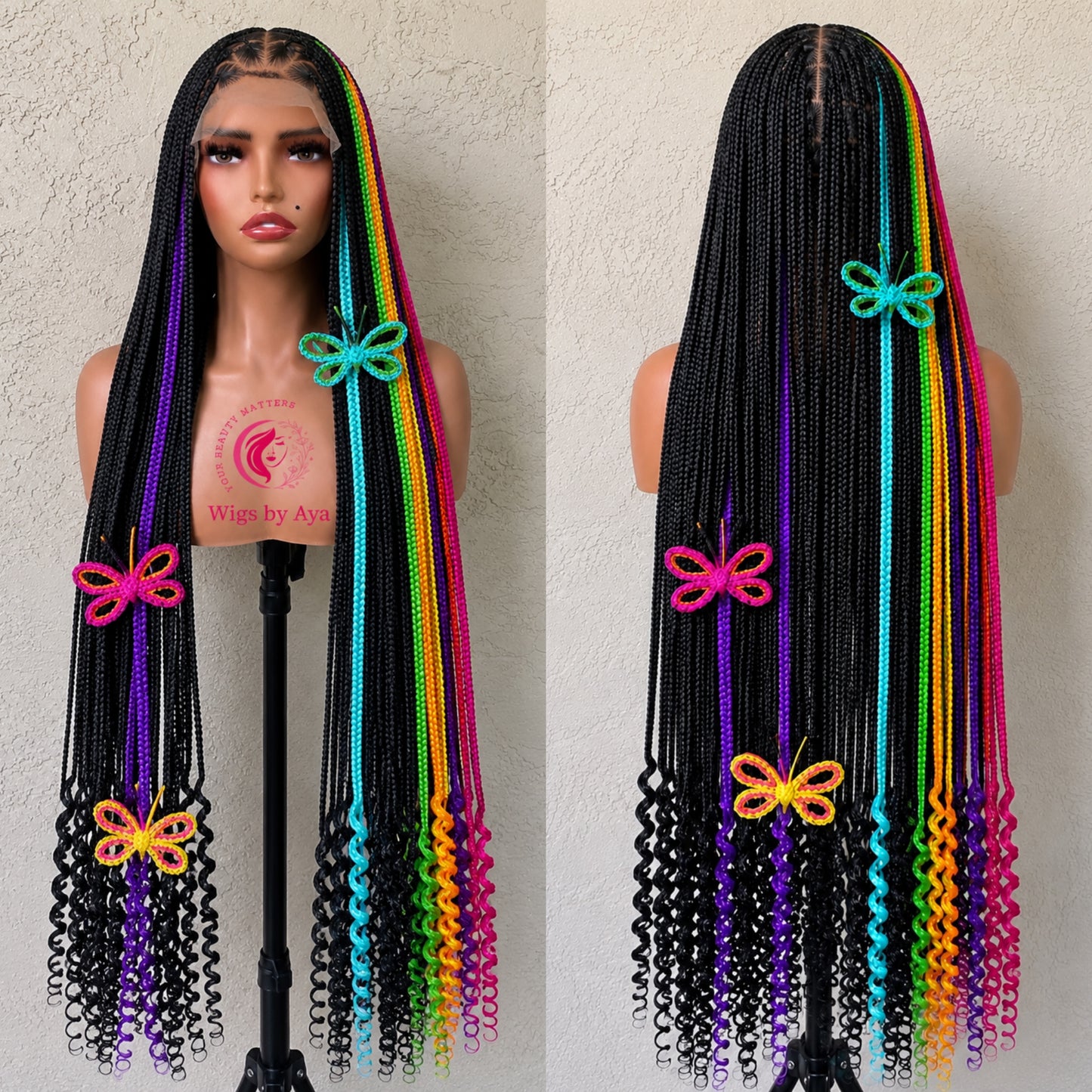 30-inch Luxury Full Lace Braided Wig with 3D Butterfly Braided Design, made with Full lace Human Hair.