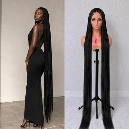 60-in Full Lace Small Knotless  Floor-Length Braided Wig - Fashion Hair Accessory for Daily Wear.