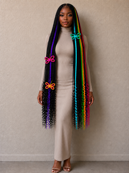 40-inch Luxury Full Lace Braided Wig with 3D Butterfly Braided Design, made with Full lace Human Hair.
