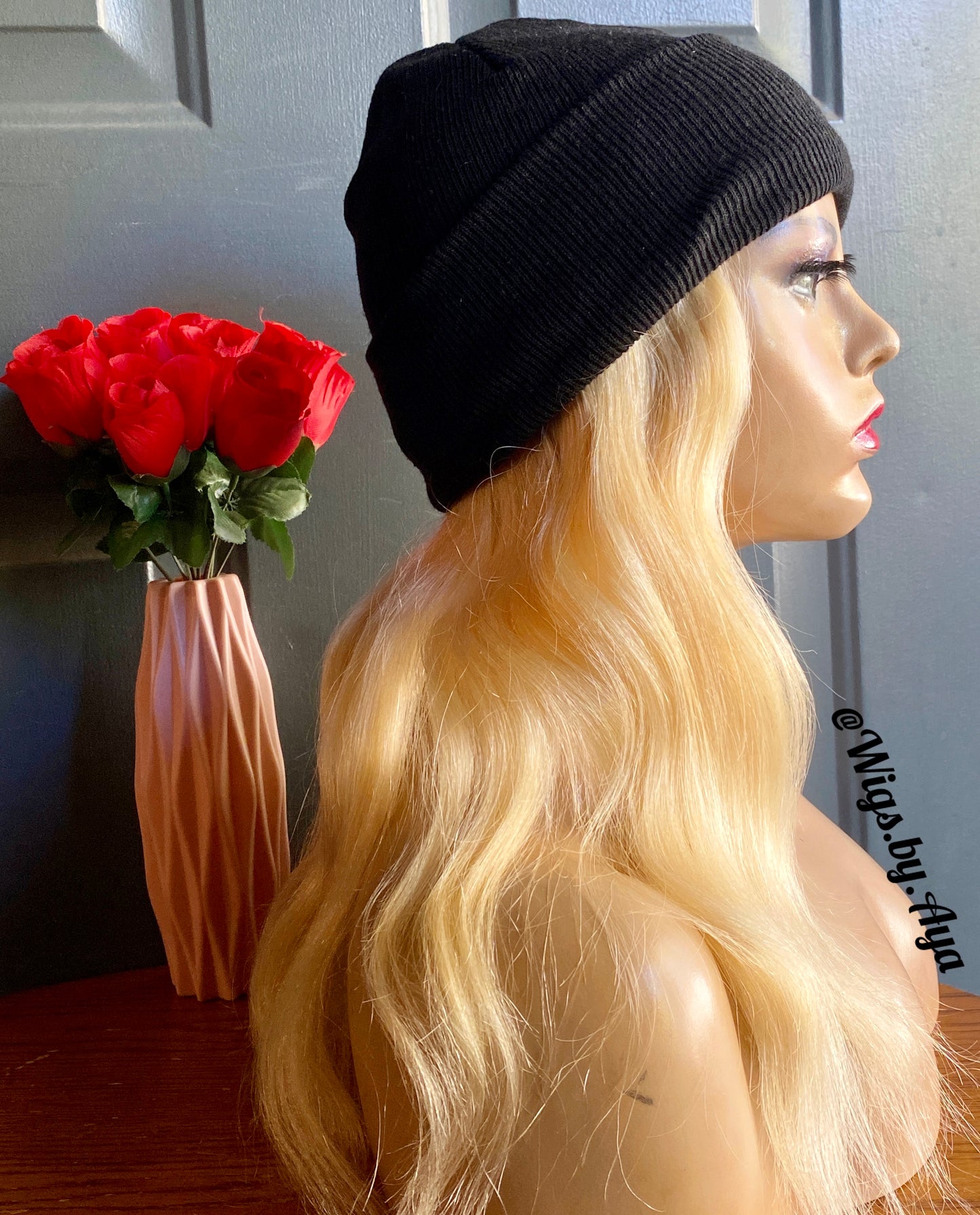 Beanie Hat human hair wig.