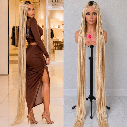 60-in Full Lace Small Knotless  Floor-Length Braided Wig - Fashion Hair Accessory for Daily Wear.