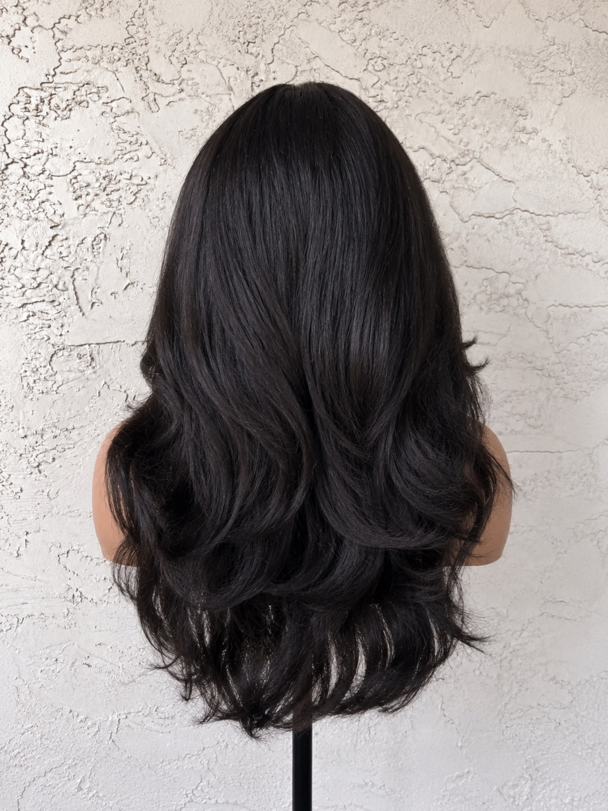 Midnight Muse – Long Layered Kinky straight Human Hair Wig.